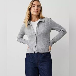 Ann Taylor Gray Collared Button Down Top (Petite) | Ann Taylor Button Down Shirt